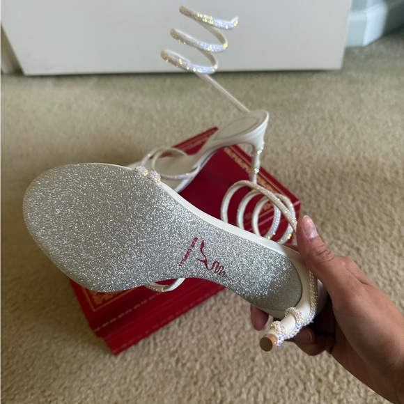 Rene Caovilla Silver and White Spiral Heels - Picture 4 of 4